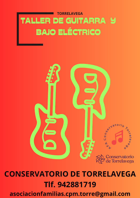 cartel taller guitarra y bajo electrónico conservatorio de Torrelavega